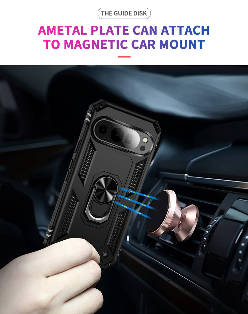 Google Pixel 9 Pro Military Armour Ring Case [Black]