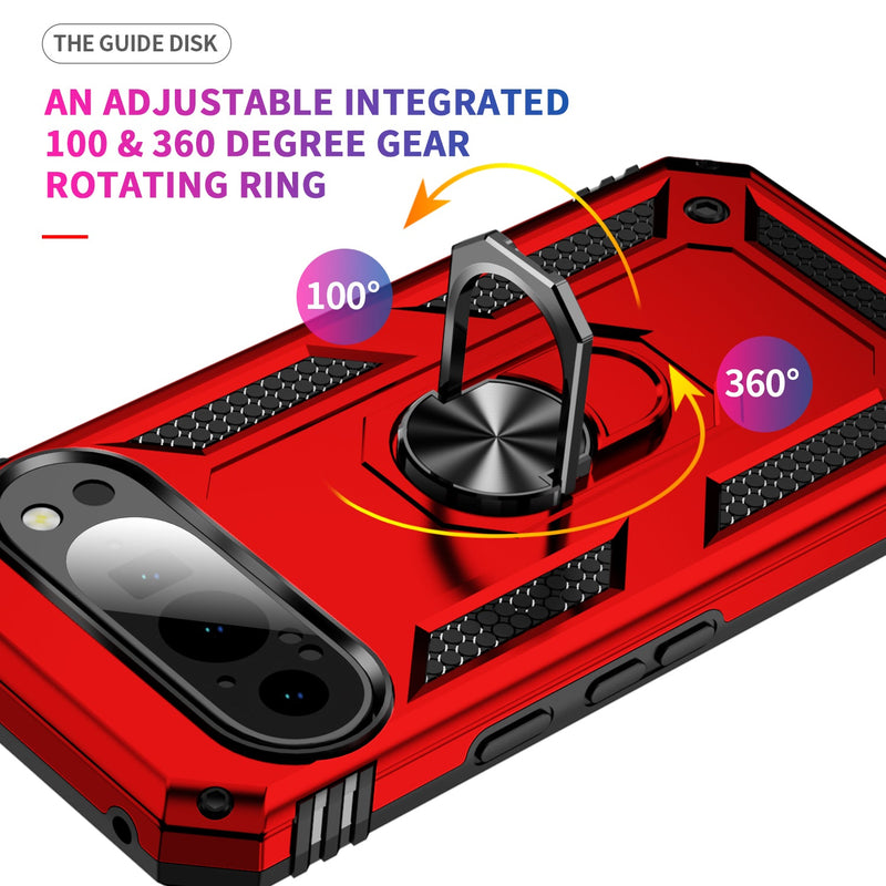 Google Pixel 9 Pro Military Armour Ring Case [Red]