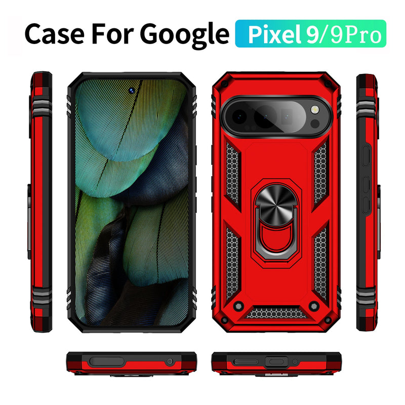 Google Pixel 9 Pro Military Armour Ring Case [Red]