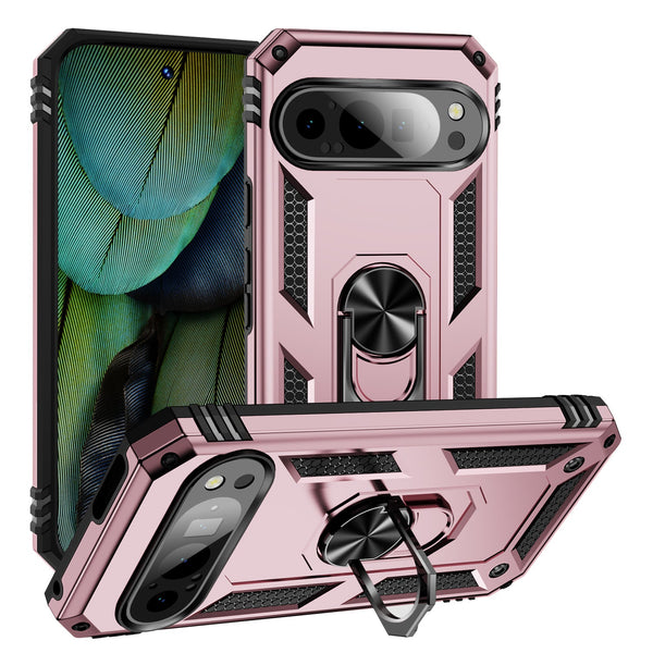 Google Pixel 9 Pro Military Armour Ring Case [RoseGold]