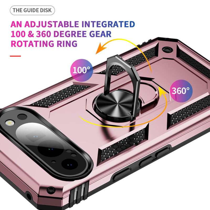 Google Pixel 9 Pro Military Armour Ring Case [RoseGold]