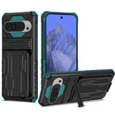 Google Pixel 9 Pro XL Heavy Duty Kickstand Card Holder Case Shockproof Teal