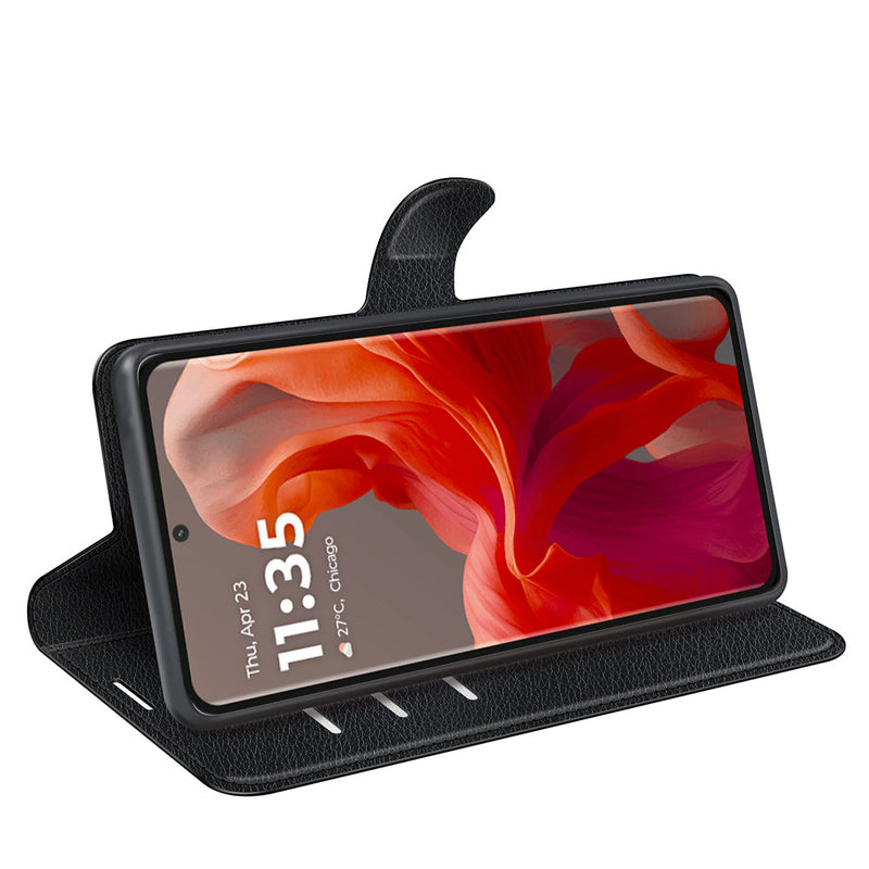 Motorola Moto G85 PU Leather Wallet Case [Black]