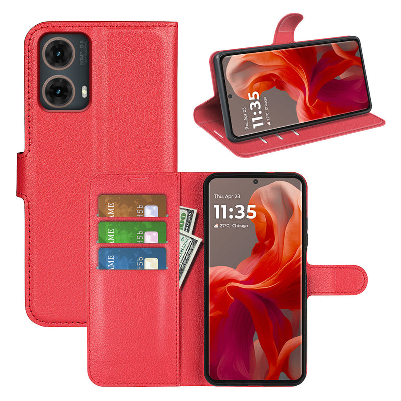 Motorola Moto G85 PU Leather Wallet Case [Red]