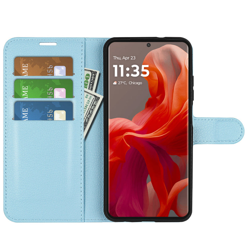 Motorola Moto G85 PU Leather Wallet Case [LightBlue]