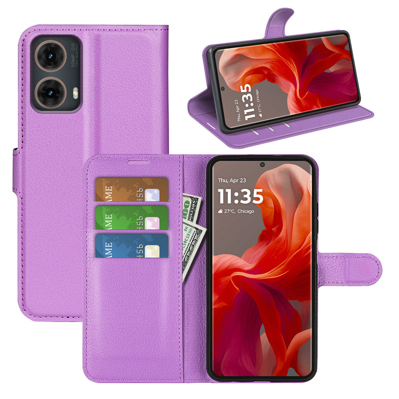 Motorola Moto G85 PU Leather Wallet Case [Purple]