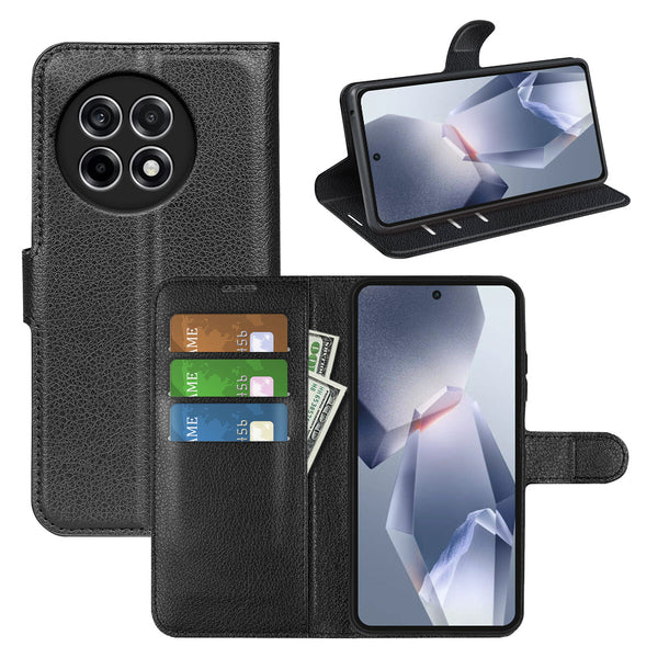 OnePlus 13R 5G PU Wallet Case [Black]