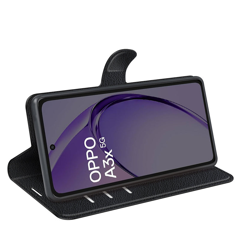 OPPO A40 4G PU Leather Wallet Case [Black]