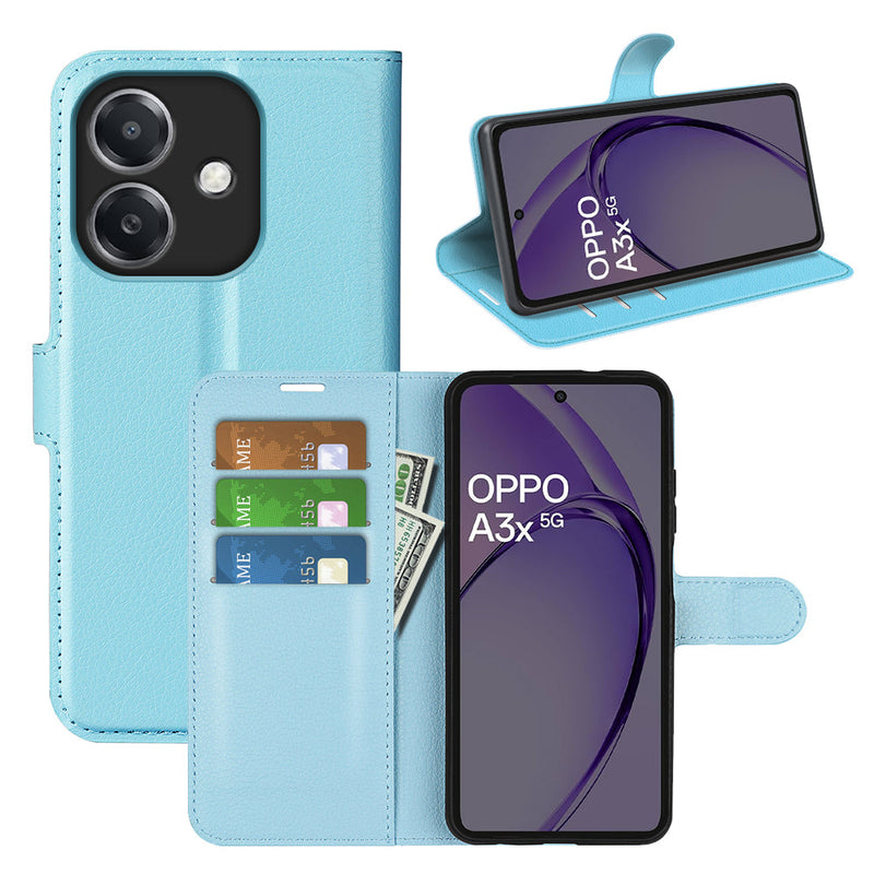OPPO A40 4G PU Leather Wallet Case [LightBlue]
