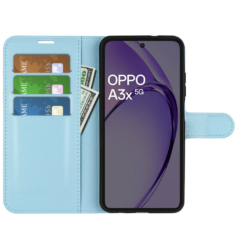 OPPO A40 4G PU Leather Wallet Case [LightBlue]