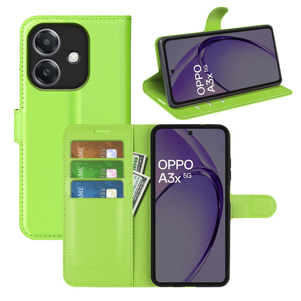 OPPO A40 4G PU Leather Wallet Case [Green]