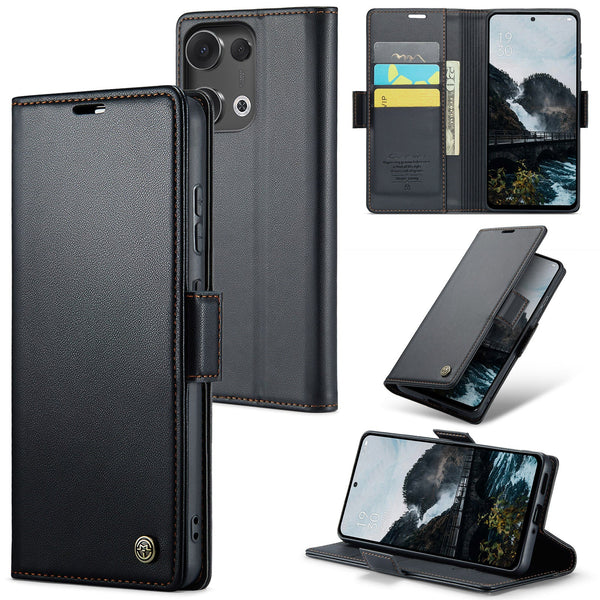 OPPO Reno 13 5G CaseMe Retro Wallet Case [Black]
