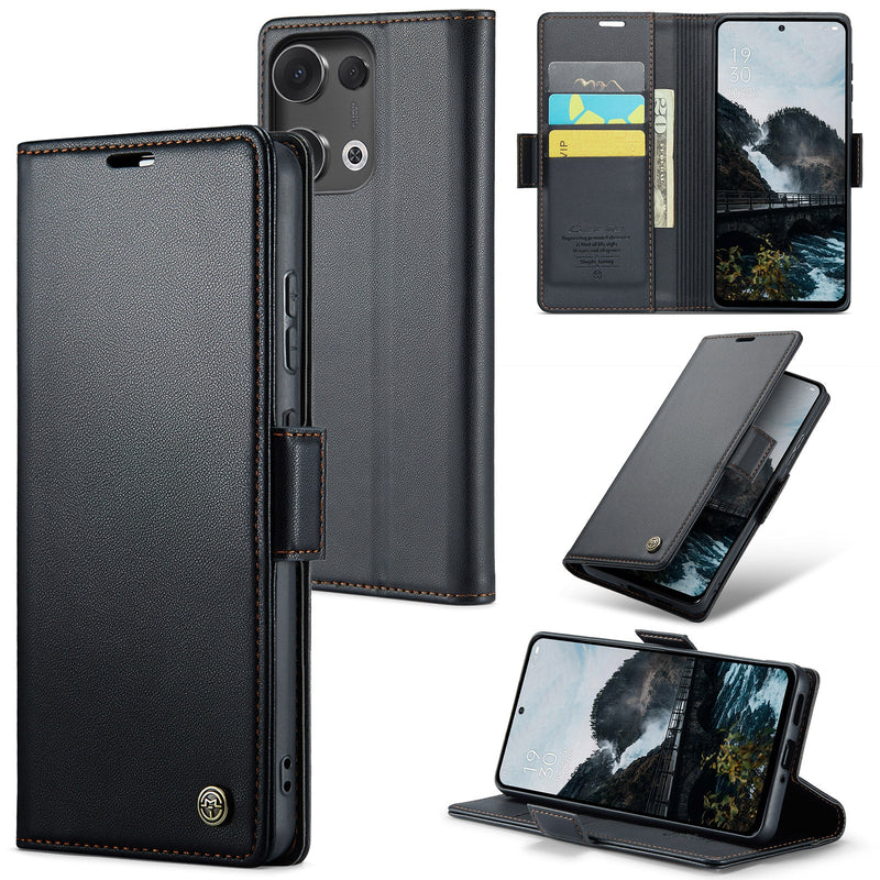 OPPO Reno 13 5G CaseMe Retro Wallet Case [Black]