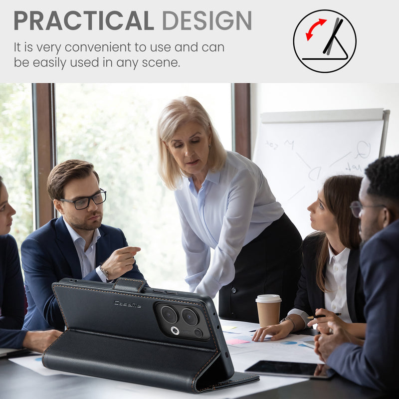 OPPO Reno 13 5G CaseMe Retro Wallet Case [Black]