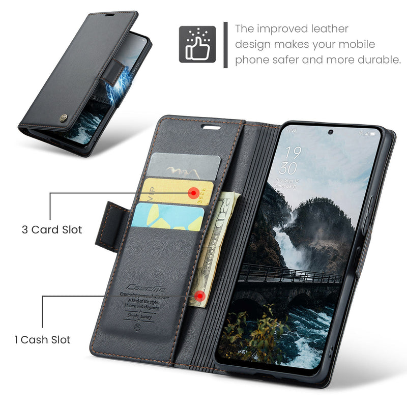 OPPO Reno 13 5G CaseMe Retro Wallet Case [Black]