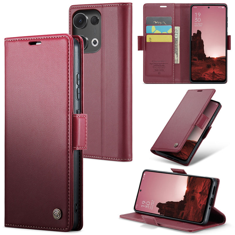 OPPO Reno 13 5G CaseMe Retro Wallet Case [Maroon]