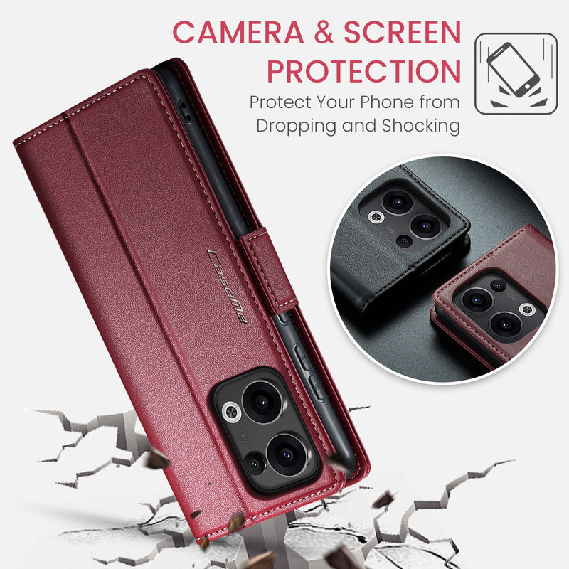 OPPO Reno 13 5G CaseMe Retro Wallet Case [Maroon]