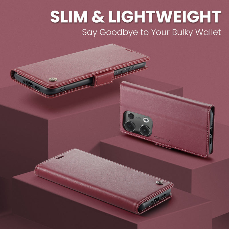 OPPO Reno 13 5G CaseMe Retro Wallet Case [Maroon]