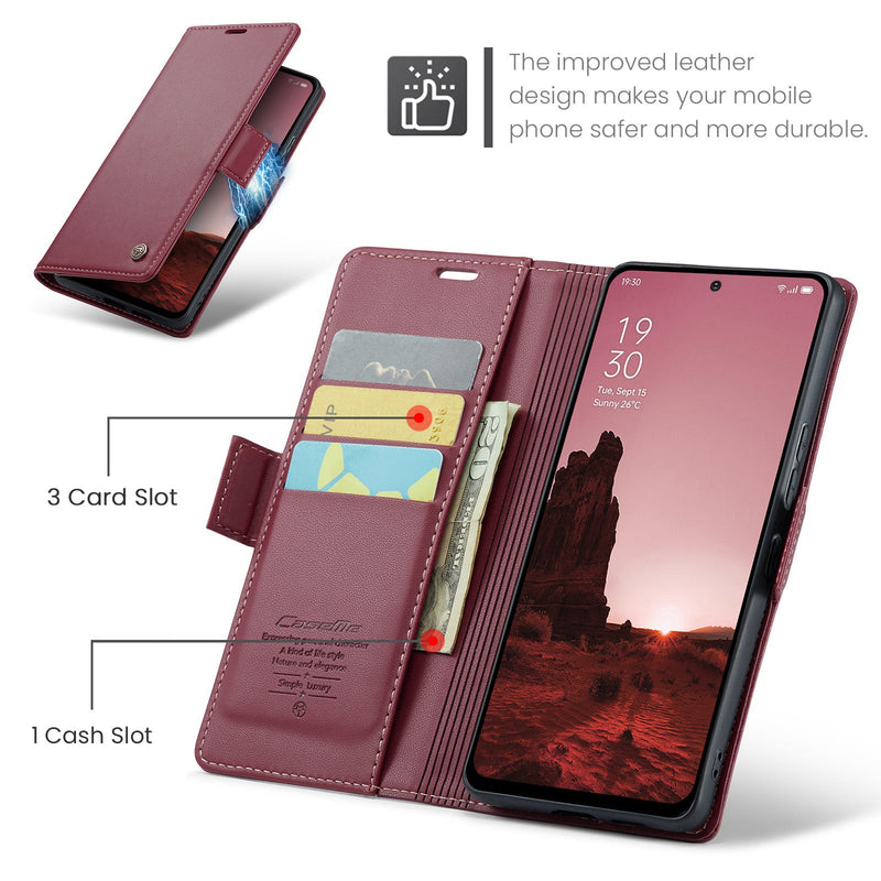 OPPO Reno 13 5G CaseMe Retro Wallet Case [Maroon]
