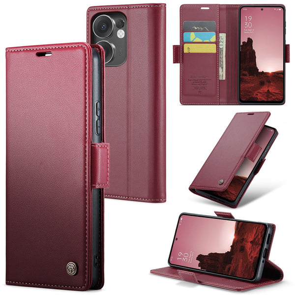 OPPO Reno 13 F 5G CaseMe Retro Wallet Case [Maroon]