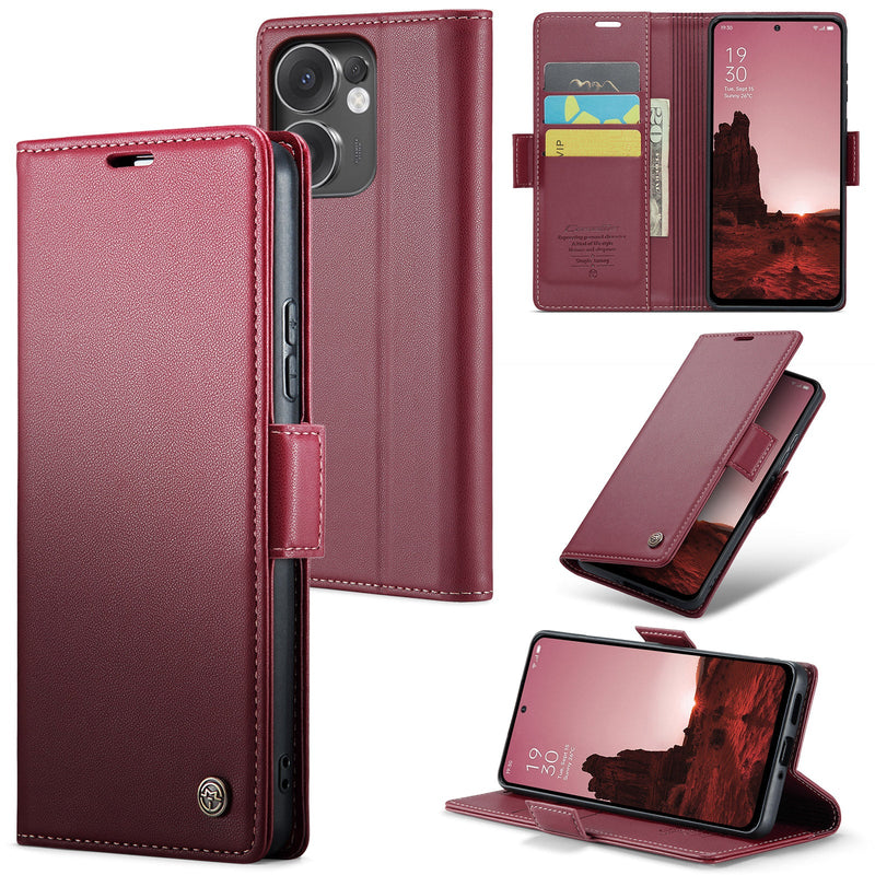 OPPO Reno 13 F 5G CaseMe Retro Wallet Case [Maroon]