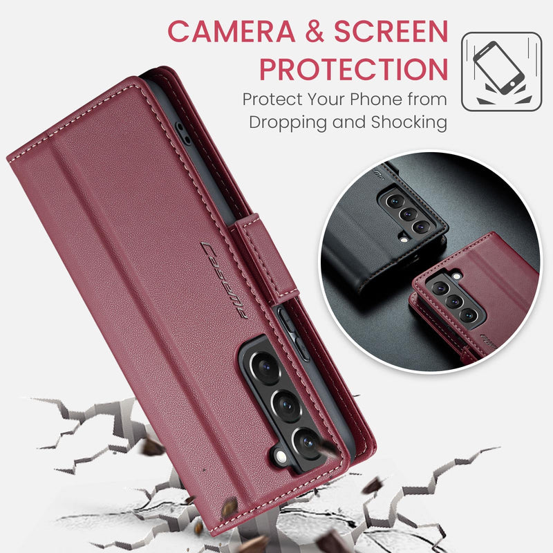 Samsung Galaxy S22 CaseMe 023 Wallet Flip Cover, RFID Protection, Card Holder