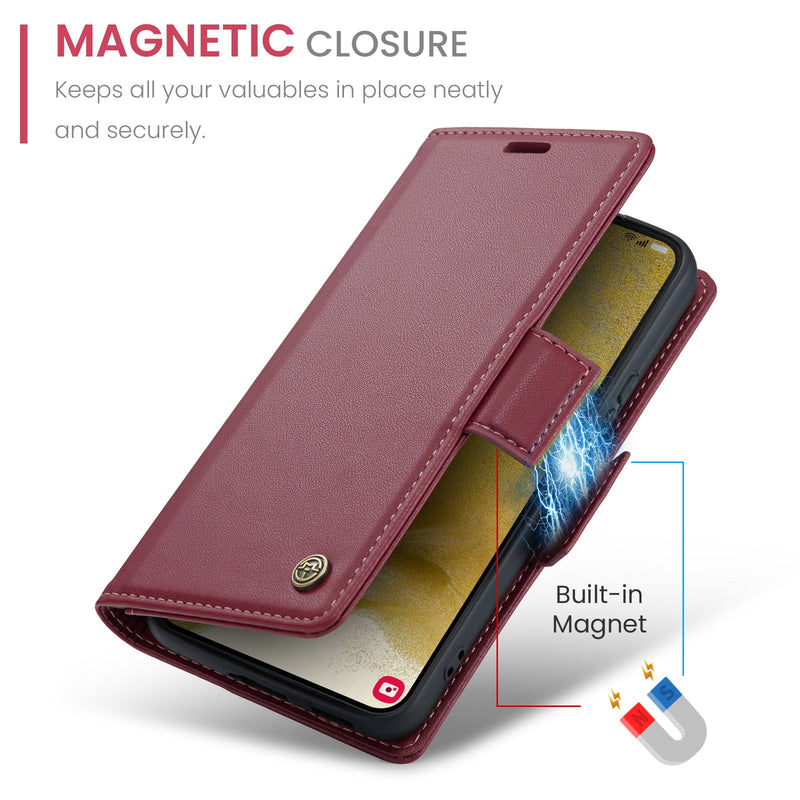 Samsung Galaxy S22 CaseMe 023 Wallet Flip Cover, RFID Protection, Card Holder