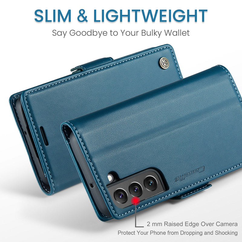 Samsung Galaxy S22 CaseMe 023 Wallet Flip Cover, RFID Protection, Card Holder
