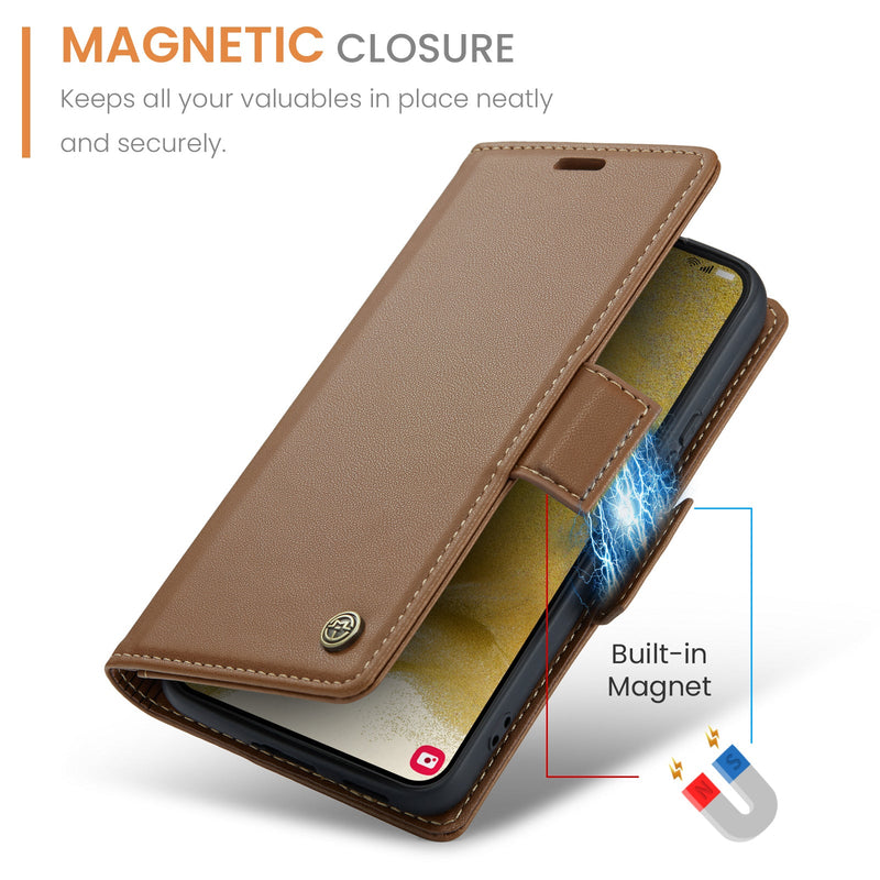 Samsung Galaxy S22 CaseMe 023 Wallet Flip Cover, RFID Protection, Card Holder