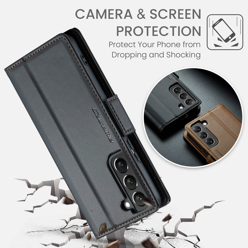 Samsung Galaxy S22 Plus CaseMe 023 Wallet Flip Cover, RFID Protection, Card Holder