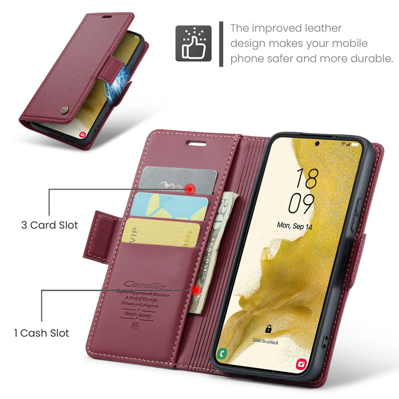 Samsung Galaxy S22 Plus CaseMe 023 Wallet Flip Cover, RFID Protection, Card Holder