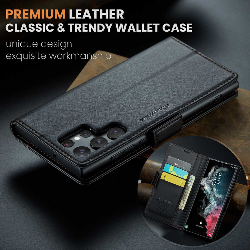 Samsung Galaxy S22 Ultra CaseMe 023 Wallet Flip Cover, RFID Protection, Card Holder