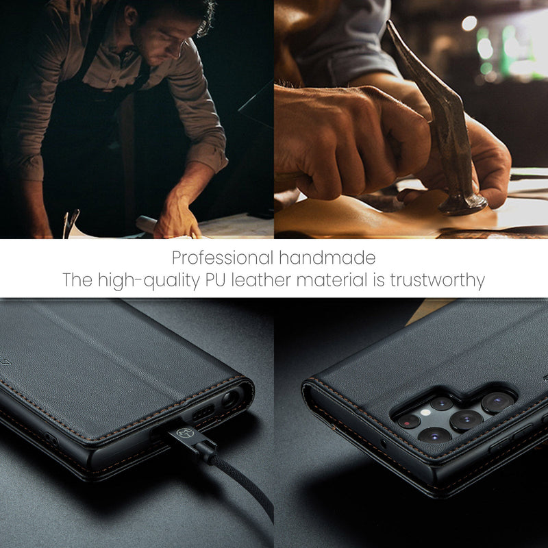 Samsung Galaxy S22 Ultra CaseMe 023 Wallet Flip Cover, RFID Protection, Card Holder