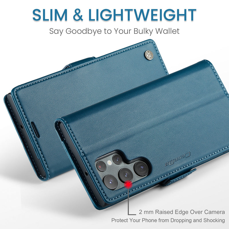 Samsung Galaxy S22 Ultra CaseMe 023 Wallet Flip Cover, RFID Protection, Card Holder