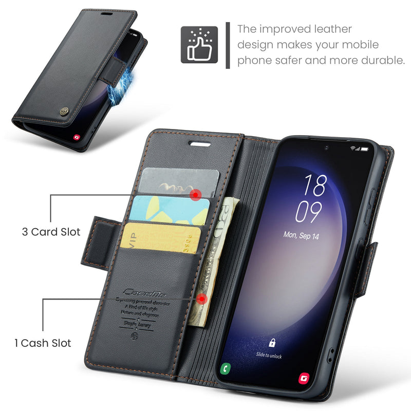 Samsung Galaxy S23 CaseMe 023 Wallet Flip Cover, RFID Protection, Card Holder