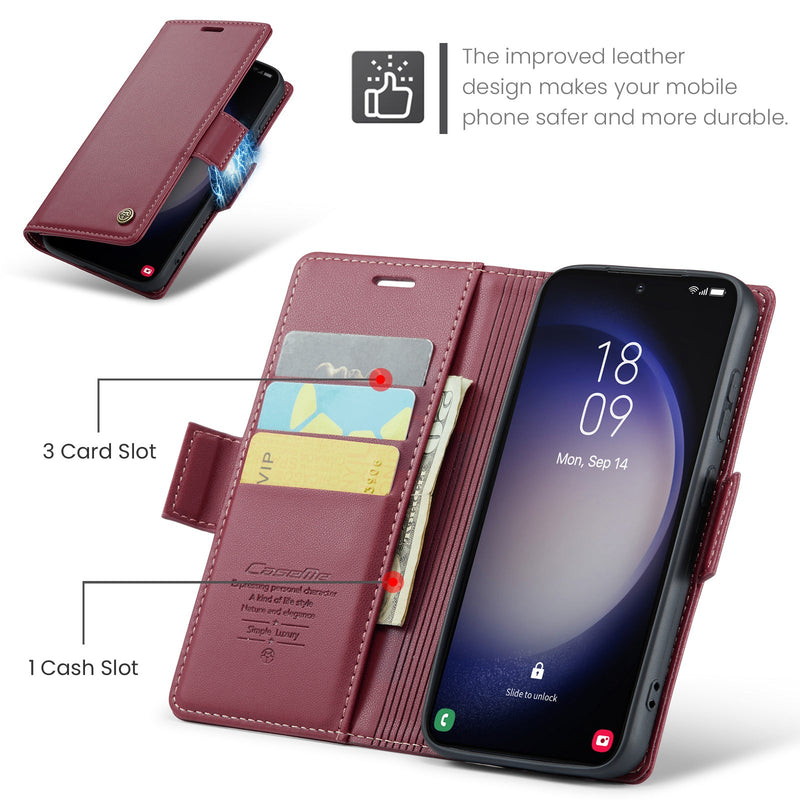 Samsung Galaxy S23 CaseMe 023 Wallet Flip Cover, RFID Protection, Card Holder