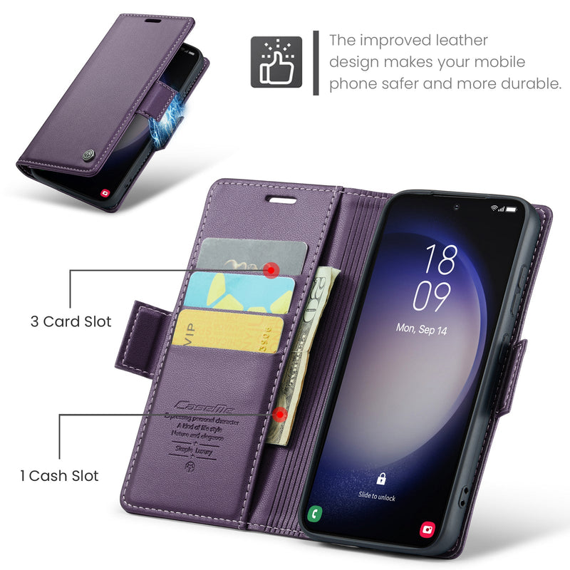 Samsung Galaxy S23 CaseMe 023 Wallet Flip Cover, RFID Protection, Card Holder