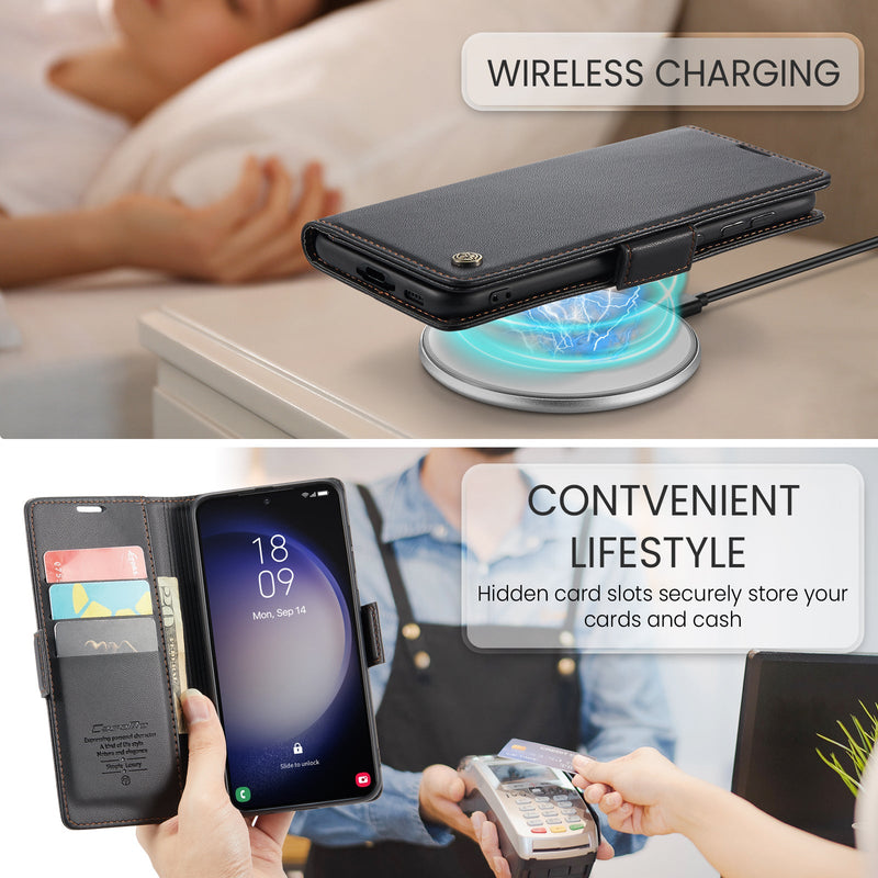 Samsung Galaxy S23 Plus CaseMe 023 Wallet Flip Cover, RFID Protection, Card Holder