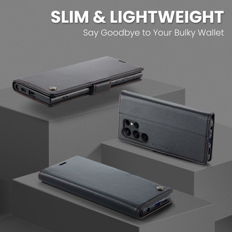 Samsung Galaxy S23 Ultra CaseMe 023 Wallet Flip Cover, RFID Protection, Card Holder