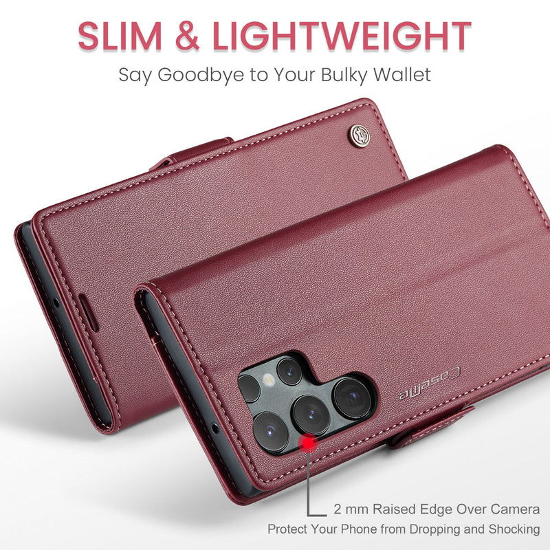 Samsung Galaxy S23 Ultra CaseMe 023 Wallet Flip Cover, RFID Protection, Card Holder