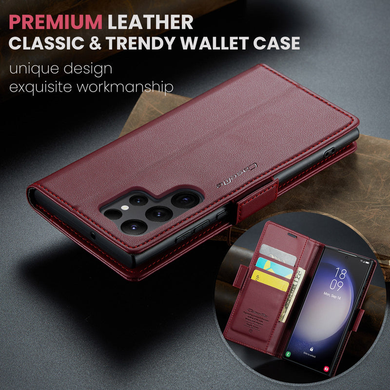Samsung Galaxy S23 Ultra CaseMe 023 Wallet Flip Cover, RFID Protection, Card Holder