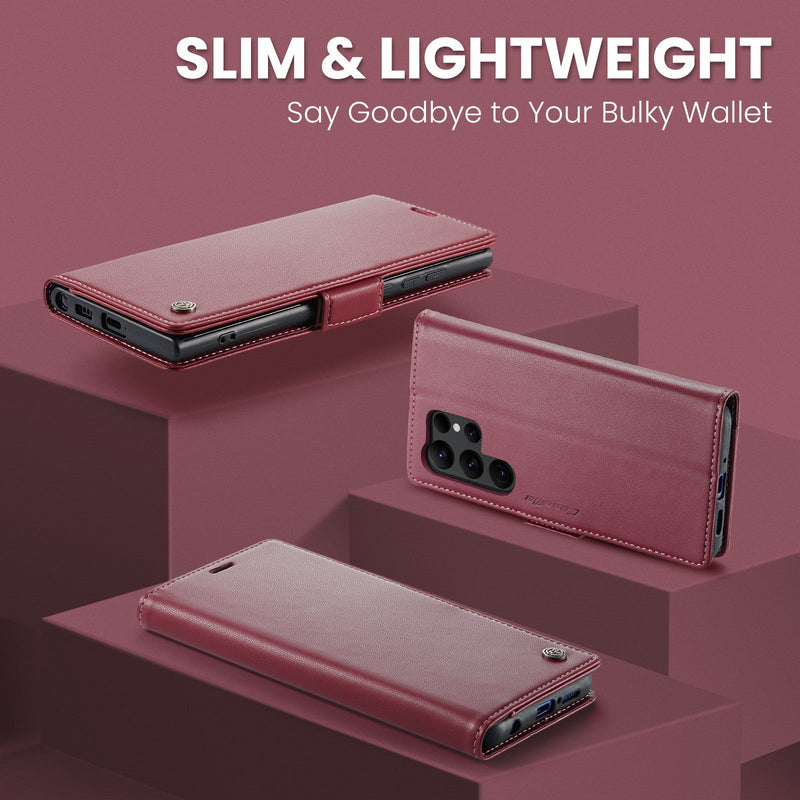 Samsung Galaxy S23 Ultra CaseMe 023 Wallet Flip Cover, RFID Protection, Card Holder