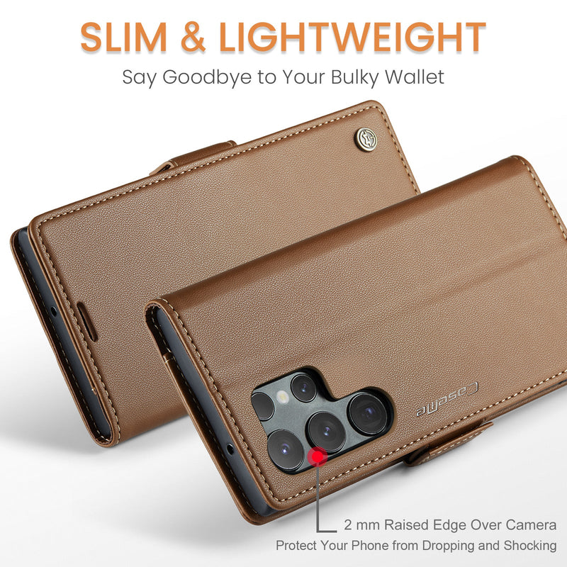 Samsung Galaxy S23 Ultra CaseMe 023 Wallet Flip Cover, RFID Protection, Card Holder