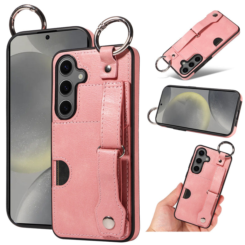 Samsung Galaxy S24 Hand Strap PU Card Case [Pink]