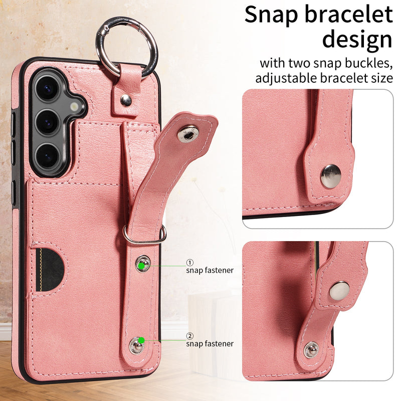 Samsung Galaxy S24 Hand Strap PU Card Case [Pink]