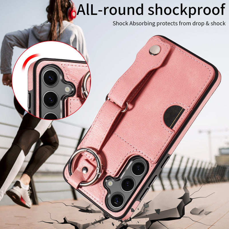 Samsung Galaxy S24 Hand Strap PU Card Case [Pink]