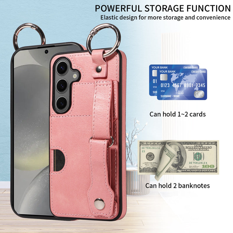 Samsung Galaxy S24 Hand Strap PU Card Case [Pink]