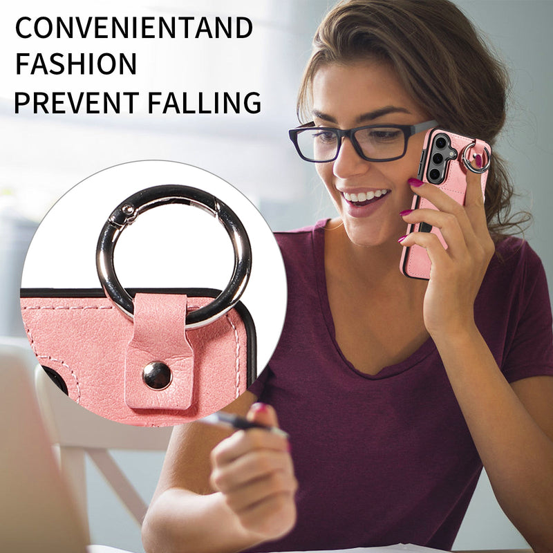 Samsung Galaxy S24 Hand Strap PU Card Case [Pink]