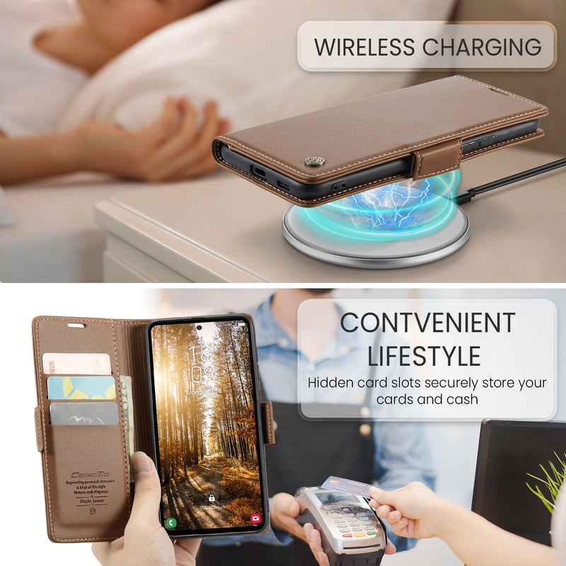 Samsung Galaxy S24 Plus CaseMe 023 Wallet Flip Cover, RFID Protection, Card Holder