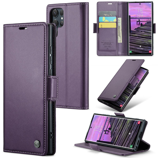 Samsung Galaxy S24 Ultra CaseMe 023 Wallet Flip Cover, RFID Protection, Card Holder